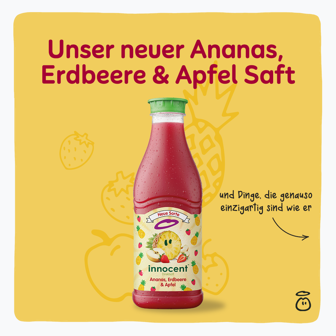 Ananas, Erdbeere, Apfel-Saft